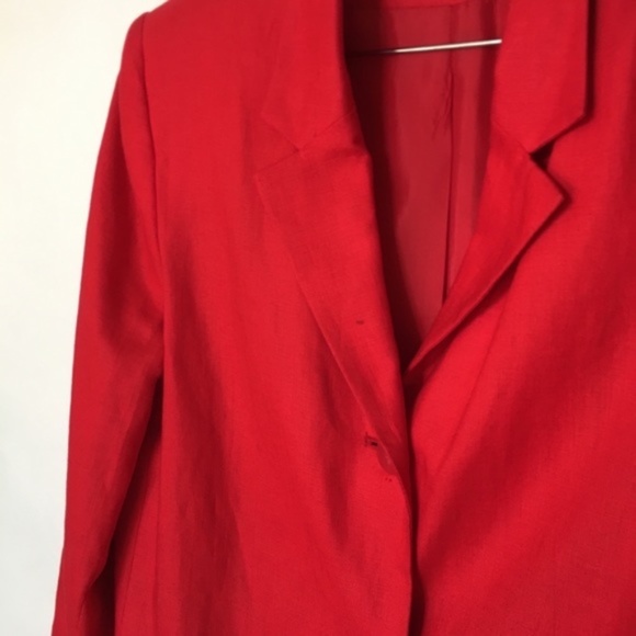 Vintage Coral Red Linen Blazer - Picture 4 of 5